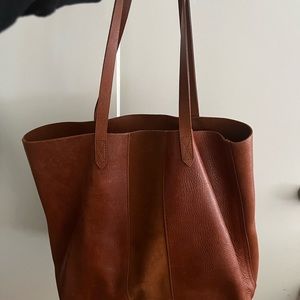 Madewell leather tote with suede on one side